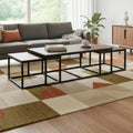 Arcadia 3-Piece Nesting Coffee Table Set – 54' Large Table with Two 26' Small Tables – Industrial Farmhouse Style with Solid Acacia Wood & Metal Sled Legs by Alaterre Furniture (Antiqued Mocha)