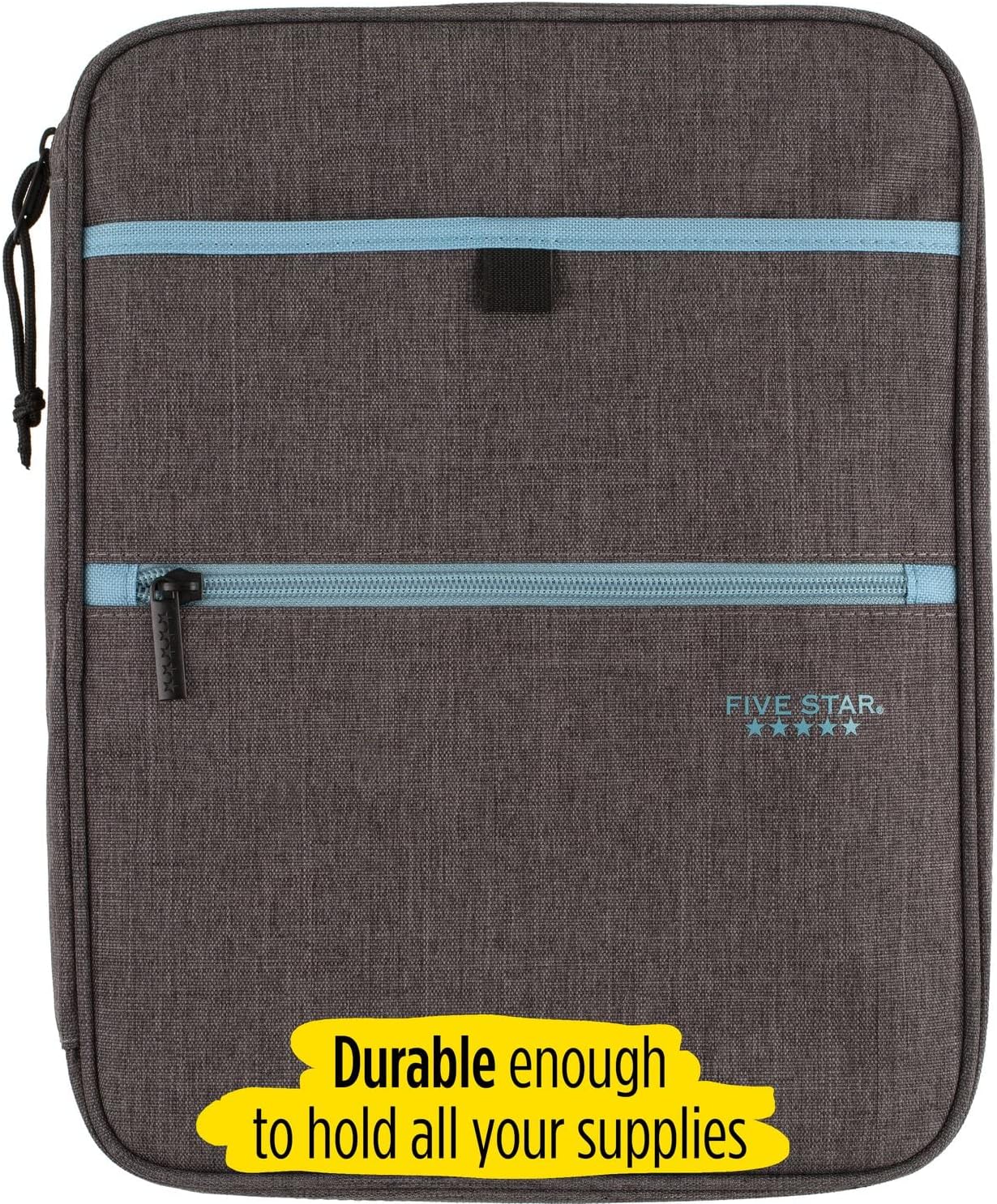 Five Star Zipper Binder, 1 Inch 3-Ring Binder with Round Rings, Carry-All with Pockets and 4-Tab Dividers, 375 Sheet Capacity, Gray/Mint (29092BH0) (Pack of 8)