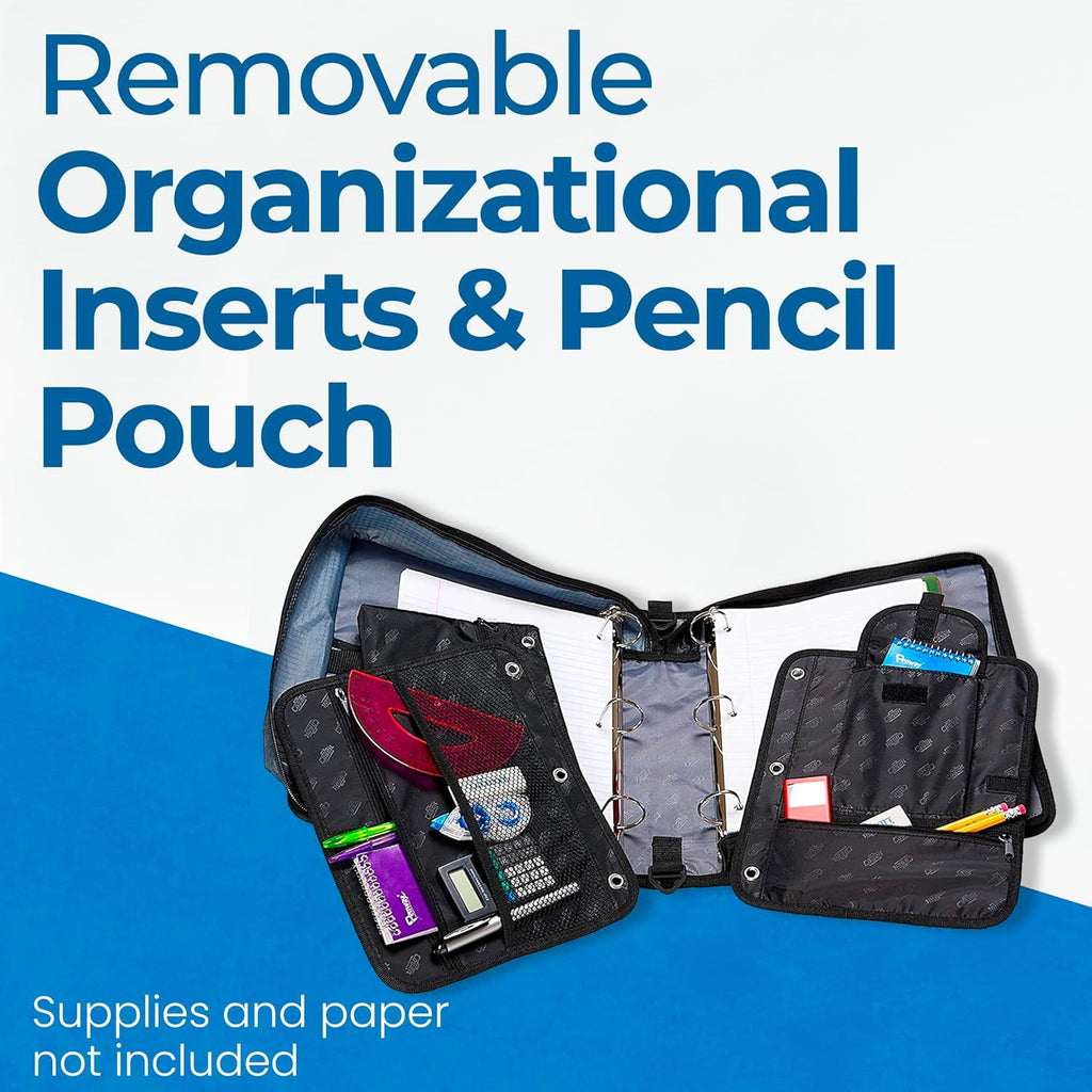 Case-it The Dual 2-in-1 Zipper Binder | Two 1.5-Inch D-Rings, 600 Sheet Capacity, Pencil Pouch & Multiple Pockets | School & Office Organizer with Shoulder Strap | Dual-101 Spearmint (Pack of 6)