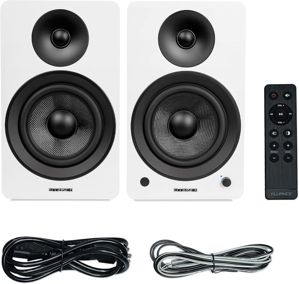 Fluance Ai61 Powered 2-Way 2.0 Stereo Bookshelf Speakers with 6.5' Drivers, 120W Amplifier for Turntable, TV, PC and Bluetooth 5 Wireless Music Streaming - RCA, Optical, USB & Sub Out (Lucky Bamboo)