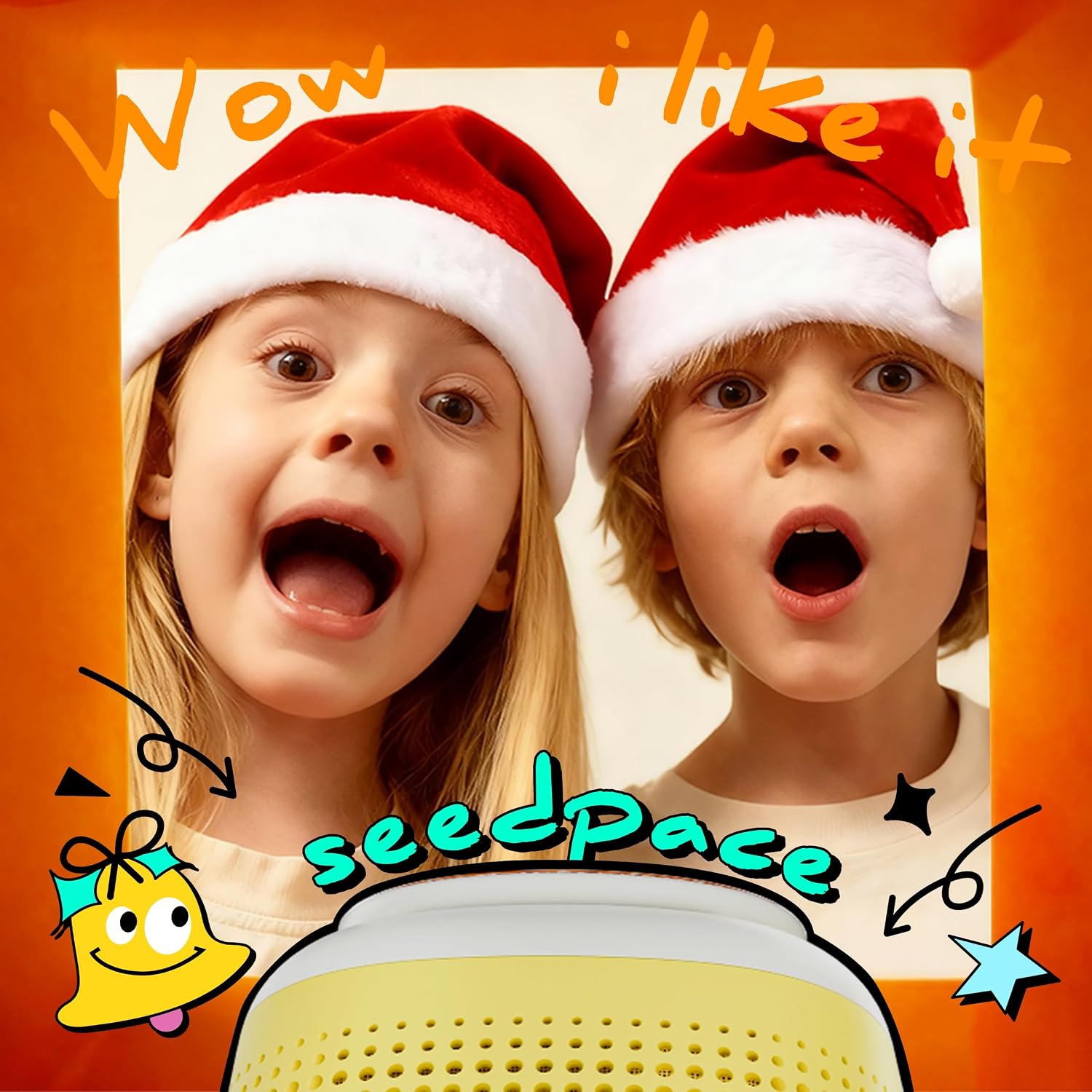 Kids Bluetooth Speaker & Story Machine: Portable Wireless Music Player with Interactive Expression, 3 Audio Cards (Christmas Songs, Fairy Story & Record Your Own), Gift for Kids Ages 5–8