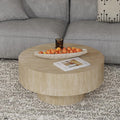 29.92' Travertine Round Coffee Table Modern Circle Low Center Tables - Chic Travertine Grain Veneer for Living Room Farmhouse Apartment Study Office (Travertine Round 29.92in)
