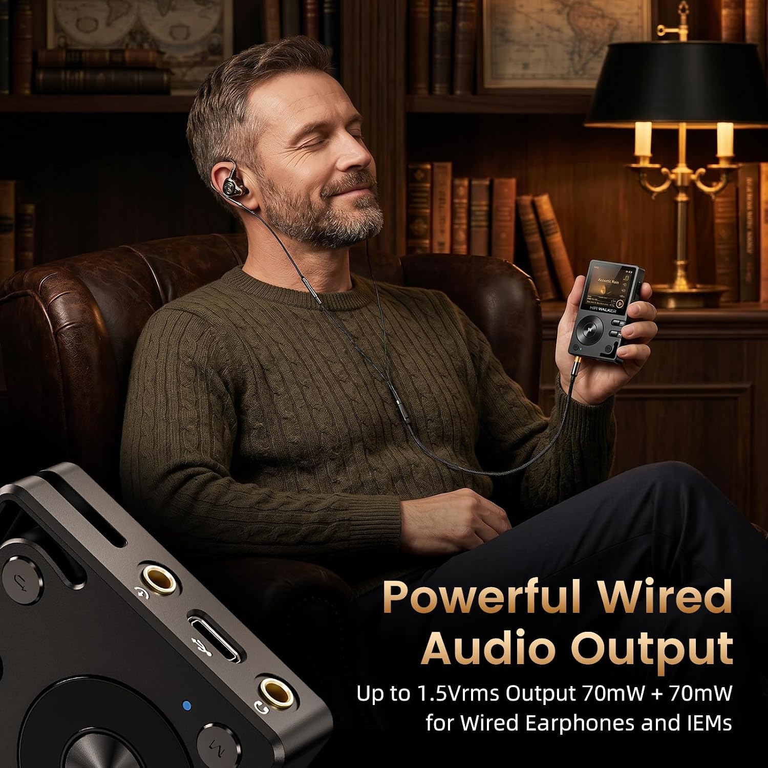 HIFI WALKER H2, High Resolution MP3 Player with Bluetooth5.2, DSD DAC, HiFi Portable Digital Audio Player Lossless High-Res Music Player with 128GB Memory Card, Support Up to 512GB