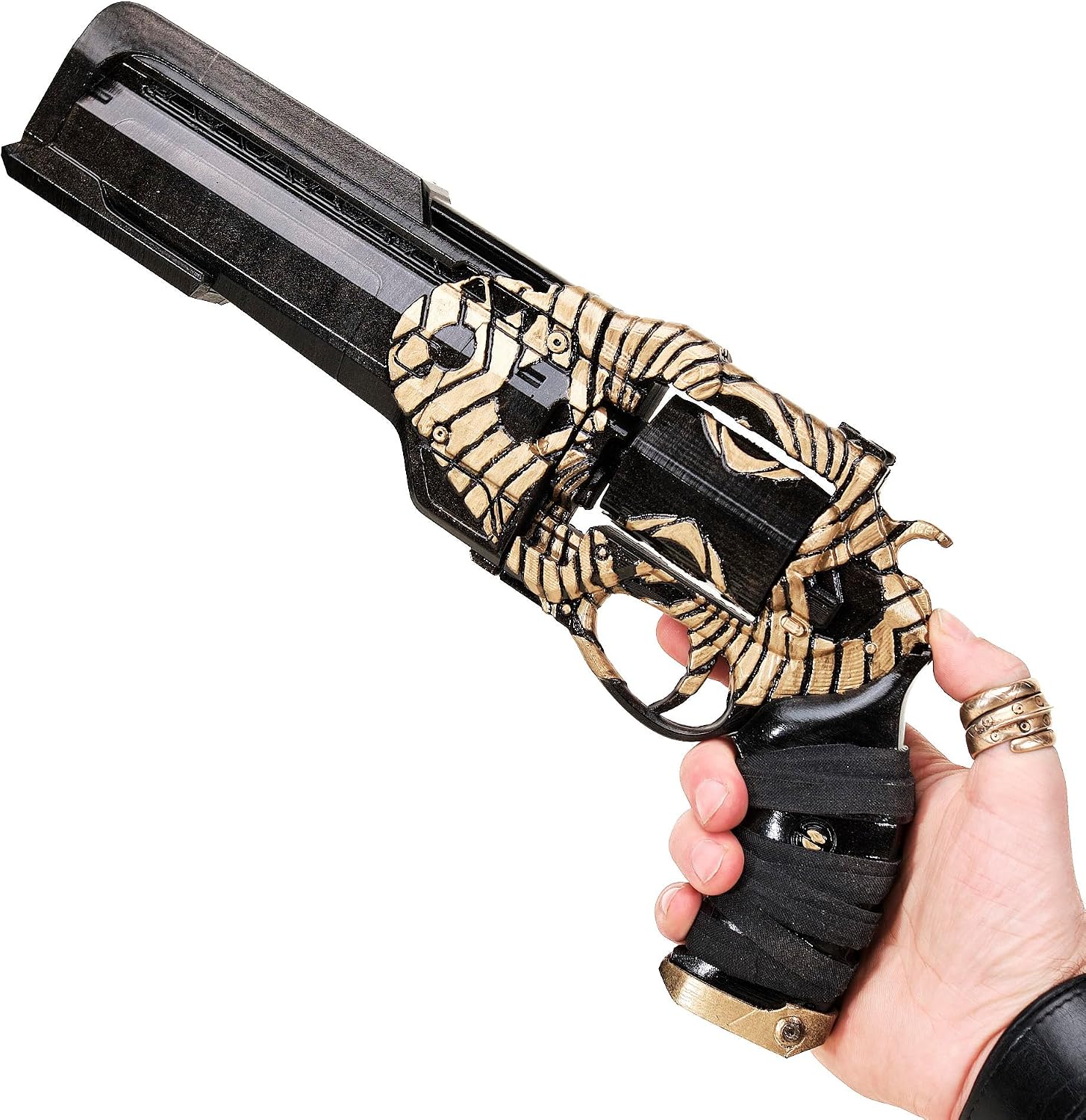Ace of Spades – All In Ornament (Golden Edition) – Handmade D2 Prop Replica – Static Trigger, Collector Display Hand Cannon (Ace of Spades + Cayde-6 Hand Stand)