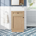 18.5' Bathroom Vanity with Reversible Resin Sink, MDF Cabinet with Adjustable Shelf & Elegant Zinc Alloy Handles, Wood Grain Melamine Finish, Rustic Style for Small Spaces