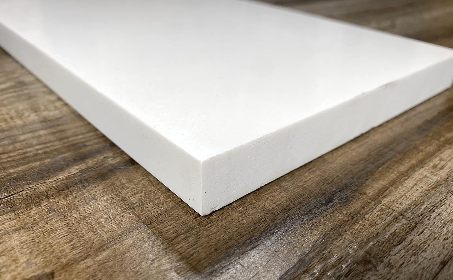 Tenedos Solid White Engineered Marble Threshold Saddle Polished, for Shower Curb, Bathroom Vanity Backsplash, Window Sill, Maintenance Free, Stain Resistant (6' x 48')