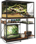 Reptile Tank Stand with Power Outlets，48' X 24' Tabletop Fits up to 120 Gallon Bearded Dragon Enclosure Stand，Double Snake Terrarium Table with Light