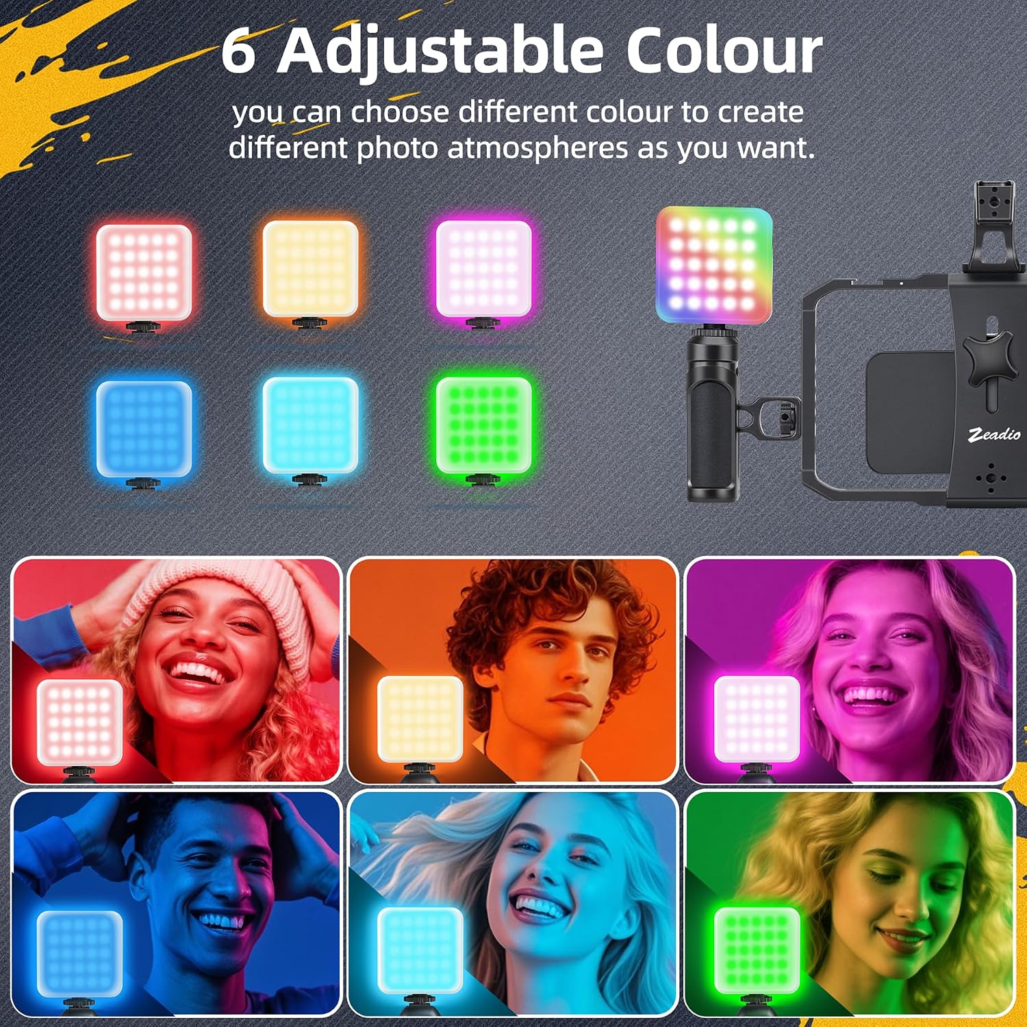 Zeadio All-in-One Phone Video Vlogging Kit, Versatile Video Cage with RGB Light, Mic, Arca Ball Head Tripod, Handheld Stabilizer for YouTube/TikTok/Live Streaming, Compatible with All Smartphones