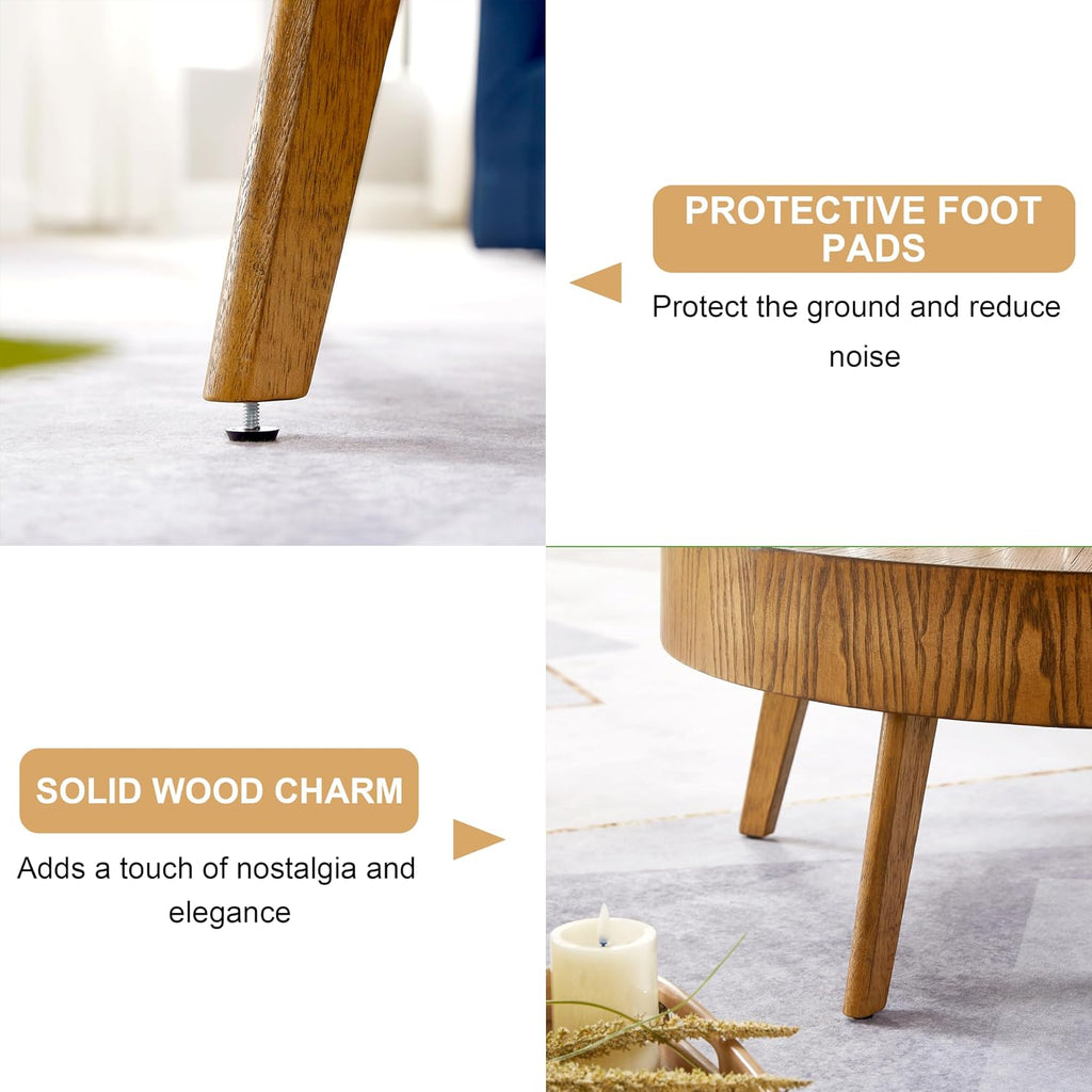 Nesting Round Wood Coffee Table Set of 2 - Wooden Circle Coffee Table ＆ End Table Side Table for Living Room Apartment (Espresso,31x31x14 in)