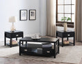 Kings Brand Furniture 3 Piece Black Finish Wood Storage Occasional Table Set, Coffee Table & 2 End Tables