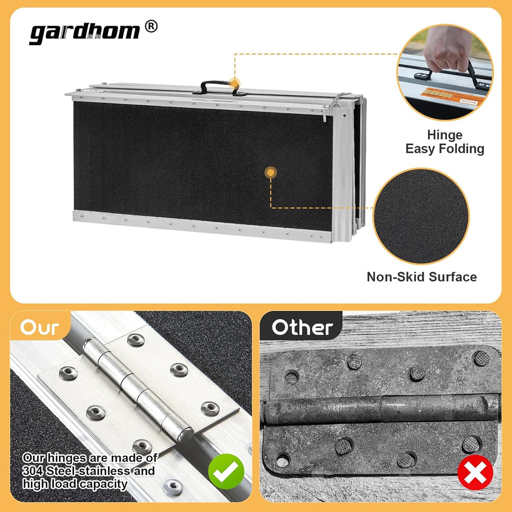 gardhom Bundle 3FT 5FT Ramp for Wheelchair for Home Steps 800Lbs Load Capacity Anti-Slip Aluminum Portable Folding Handicap Ramp for Home Entrance Threshold Doorways Stairs Curbs Scooter