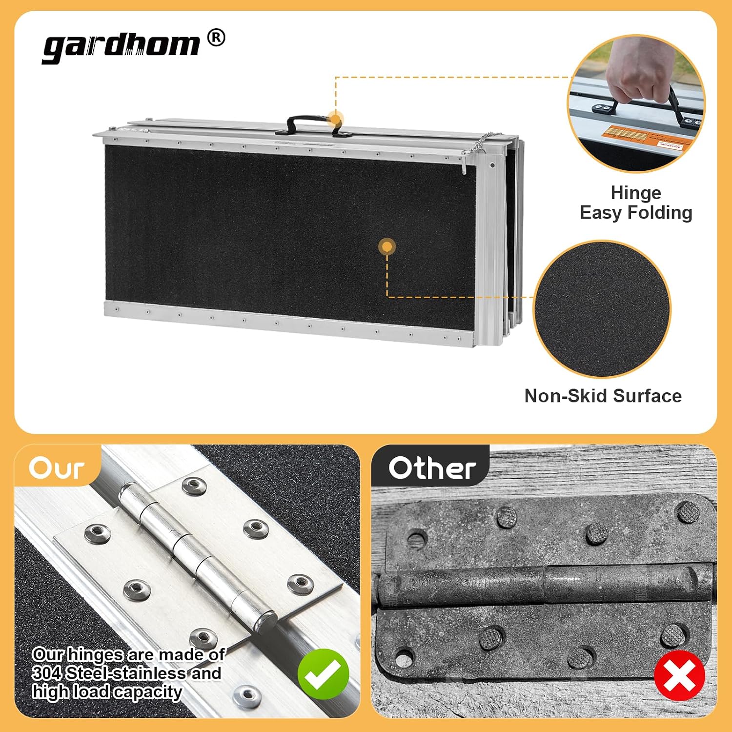 gardhom Bundle 3FT 5FT Ramp for Wheelchair for Home Steps 800Lbs Load Capacity Anti-Slip Aluminum Portable Folding Handicap Ramp for Home Entrance Threshold Doorways Stairs Curbs Scooter