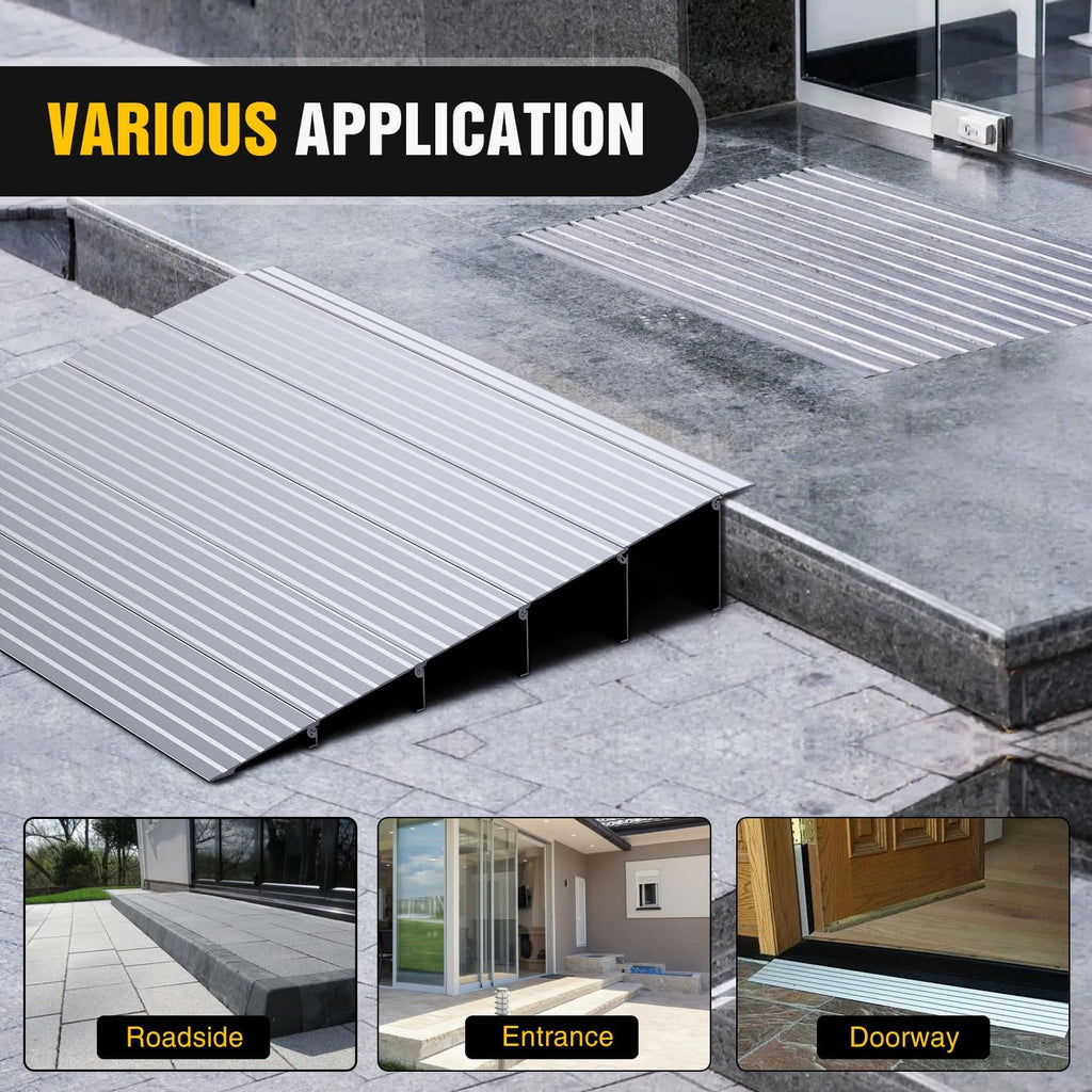 Nilight Door Threshold Ramp, 5' Rise Portable Aluminum Wheelchair Door Entry Ramps for Sheds Doorways Home Steps