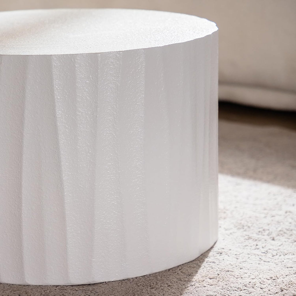 Nesting Coffee Table Set of 2 Round Wooden Coffee Tables Circle Modern Table for Living Room Bedroom Accent End Side Table White