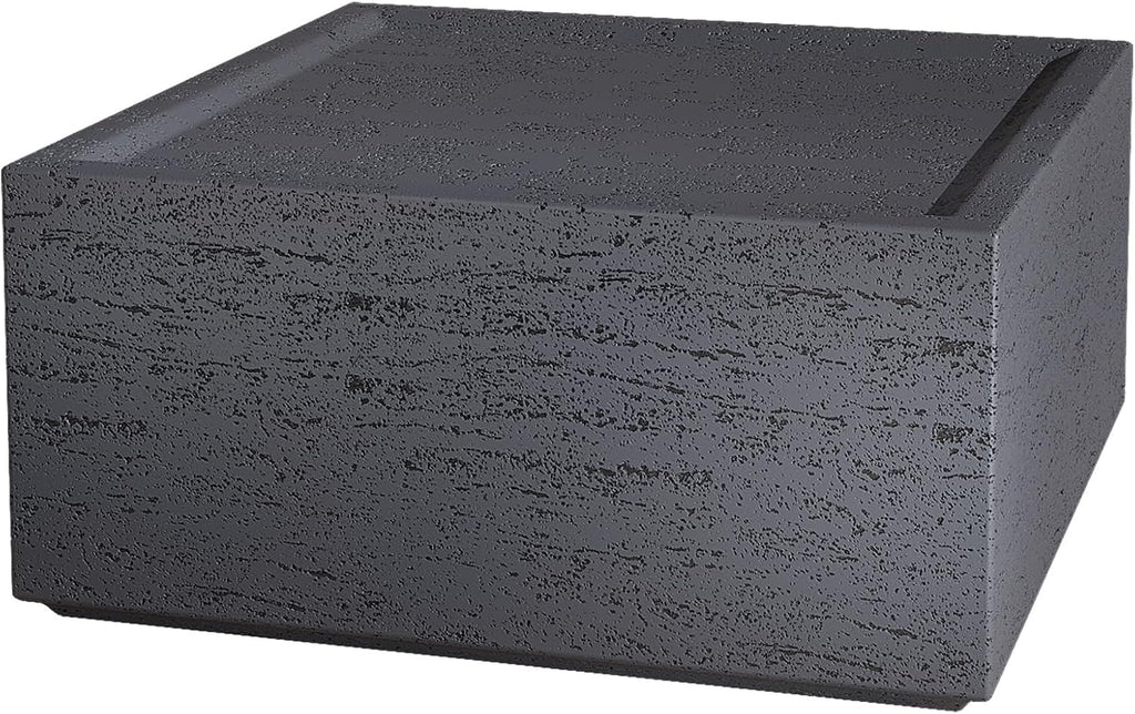 Patio Watcher 28' Modern Square Coffee Table, Light Concrete Textured Center Table for Living Room, Stone Accent Coffee Tea Table for Apartment, 28'×28'×13', No Assembly, Dark Gray