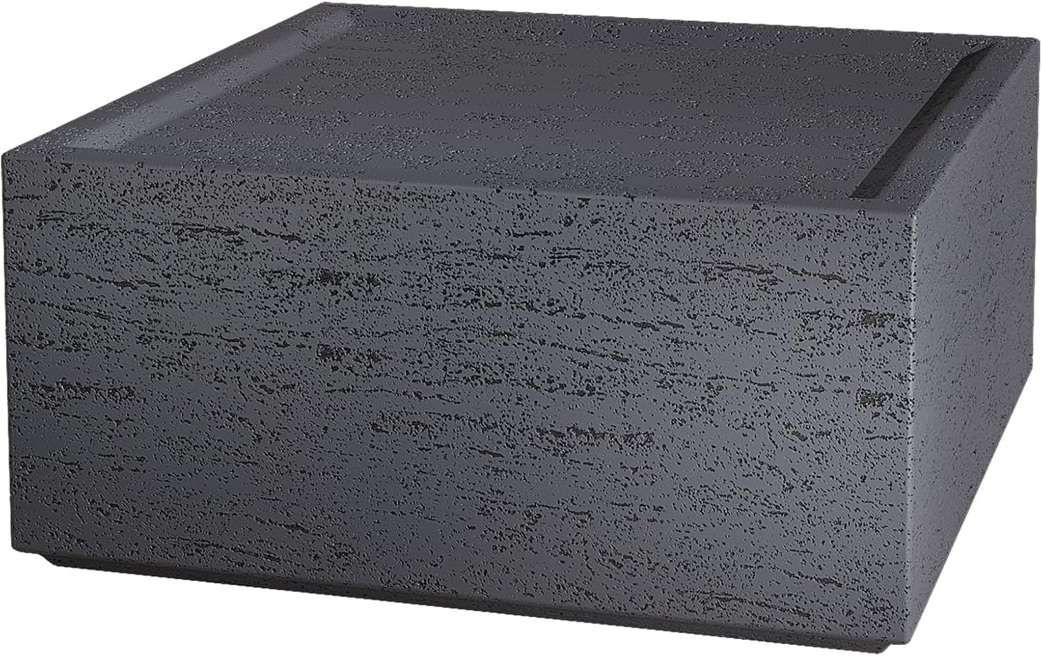 Patio Watcher 28' Modern Square Coffee Table, Light Concrete Textured Center Table for Living Room, Stone Accent Coffee Tea Table for Apartment, 28'×28'×13', No Assembly, Dark Gray