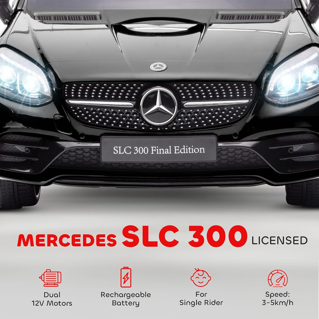 Aosom Mercedes SLC 300 Licensed 12V Ride On Car for Kids with Remote Control, 2 Speeds, Battery Powered Kids Electric Car with Music, Lights, Suspension for 3-6 Years Old, Black