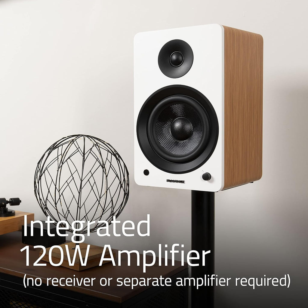 Fluance Ai61 Powered 2-Way 2.0 Stereo Bookshelf Speakers with 6.5' Drivers, 120W Amplifier for Turntable, TV, PC and Bluetooth 5 Wireless Music Streaming - RCA, Optical, USB & Sub Out (Lucky Bamboo)