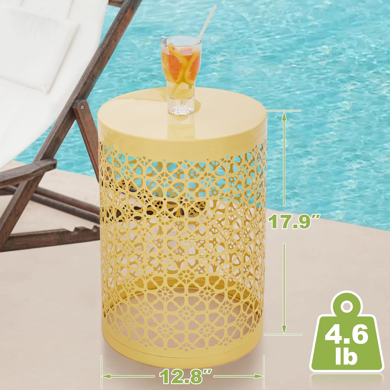 HFHOME Set of 3 Heavy-Duty Round End Table, Side Table, Coffee Table for Indoor Multifunctional Use, Outdoor Decorative Garden Stool Plant Stand-Yellow