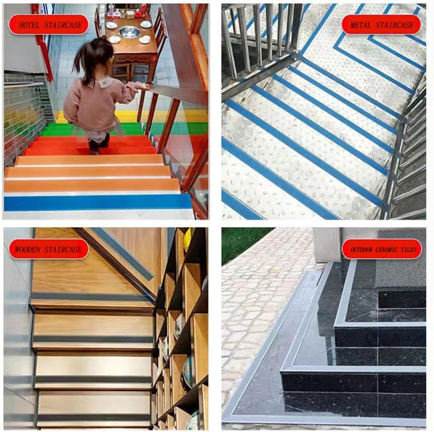 Stair Edge Trim Self Adhesive Stair Nosing Non-Slip Stair Edge Protector, Carpet Edging Strip,Extra Wide 10cm,Interior Thresholds for Doorways(Black,10m)