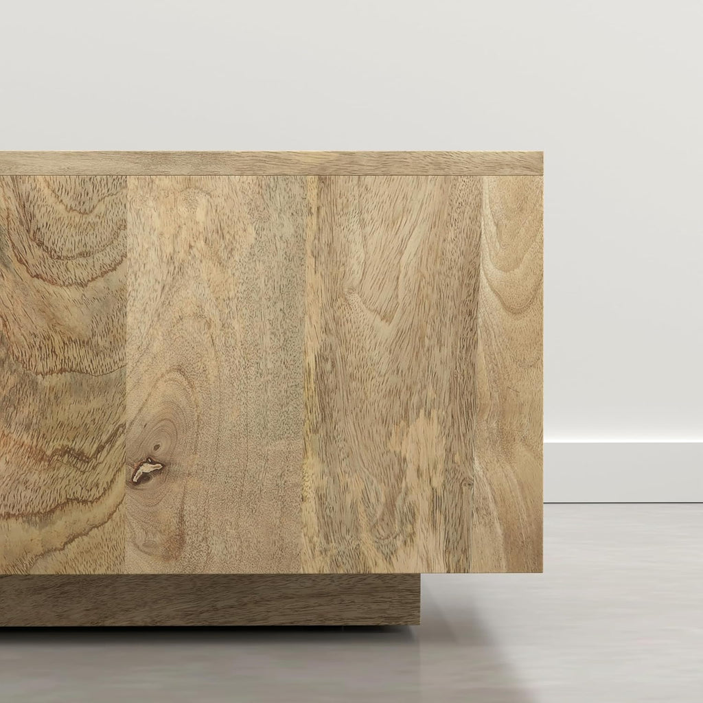 SIMPLIHOME Lockhart Square Coffee Table - 30 inch Wide Solid Mango Wood Living Room Table in Natural Blonde, Modern Cocktail Table for Family Room with Large Surface and Low Profile, Assembled