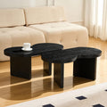 Modern Nesting Coffee Table Set of 2, Natural Wooden Coffee Table for Living Room, Small Center Table End Table Sets with Rustic Wood Grain for Bedroom Office Cafe Black 31.5' W x13.77 H