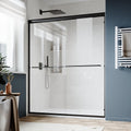 SUNNY SHOWER Double Sliding Glass Door 48' W x 72' H Shower Door 1/4' Tempered Glass Sliding Door Semi-Frameless Shower Glass Enclosure Bypass Walk in Shower Cabin, Matte Black
