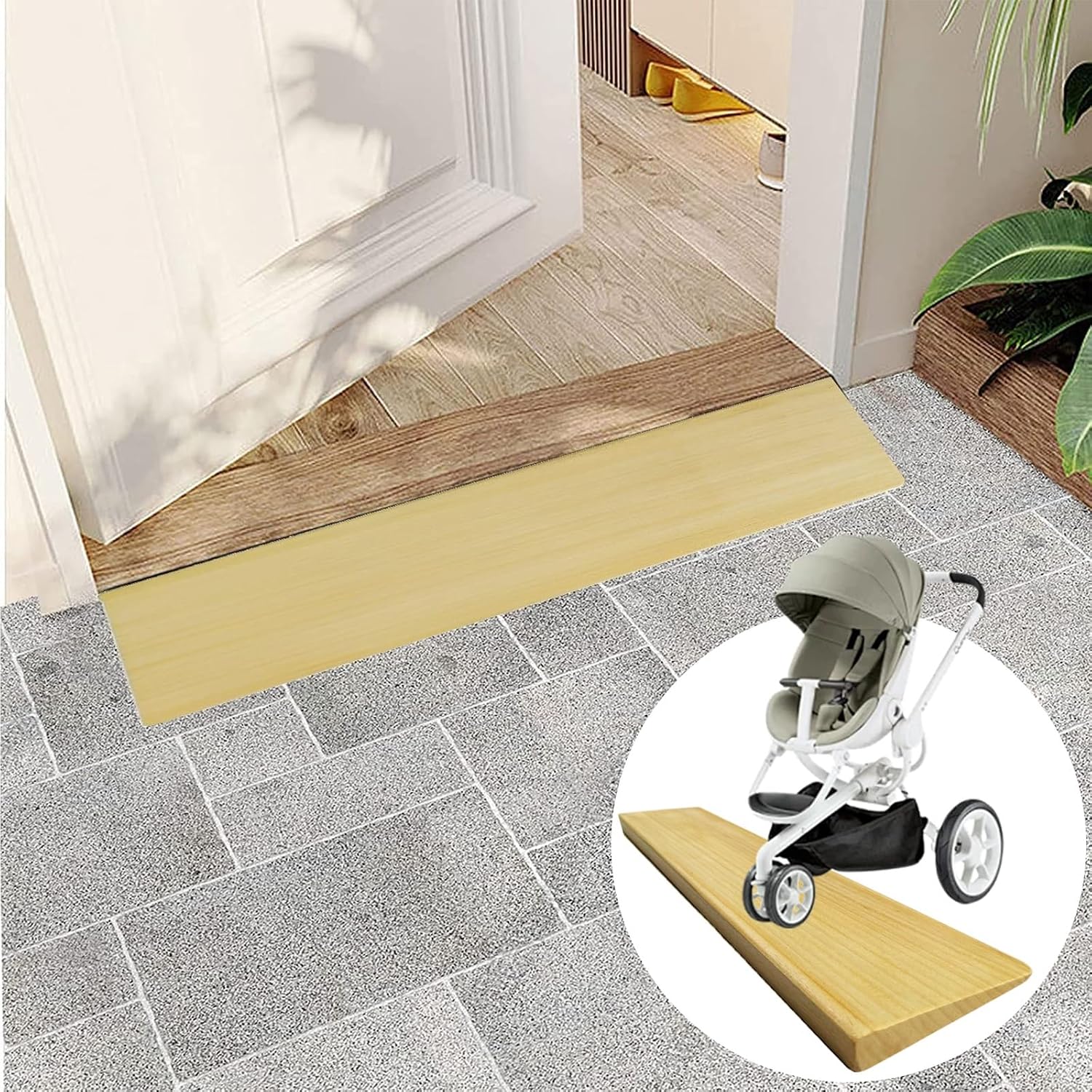 Ramp Wooden Rise Portable Wheelchair Ramp Step Stairs Transition for Home Garden Step Sheds Doors Outdoor(50 * 20 * 4cm/20 * 7.9 * 1.6in)