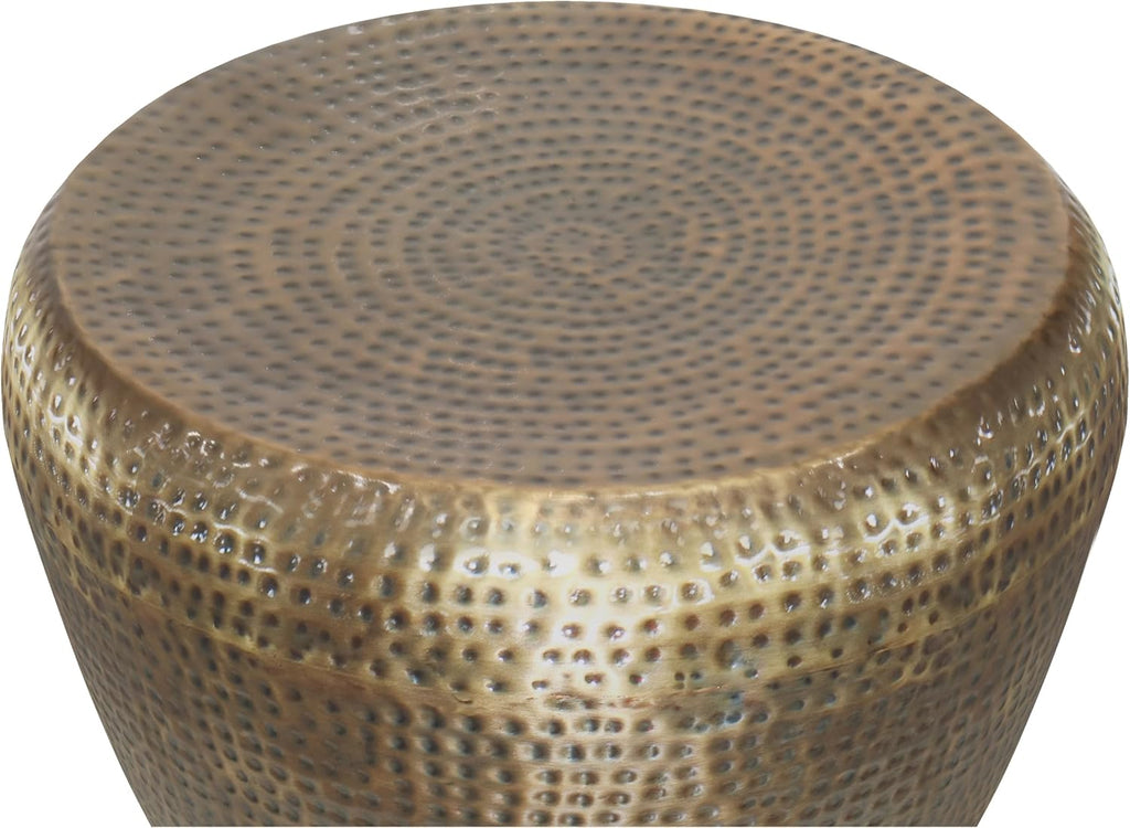 SIMPLIHOME Preston Metal Table - 22 inch Wide Solid Metal Round Side Table in Antique Gold, Modern Industrial Accent Table for Living Room or Bedroom with Textured Finish, Assembled