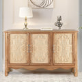RoyalCraft Farmhouse Sideboard Buffet Cabinet with Storage, 49' Solid Wood Credenza Buffet Table Coffee Bar Wine Bar Storage Cabinet with 3 Doors for Dining Room Living Room Hallway, (Provence Grain)