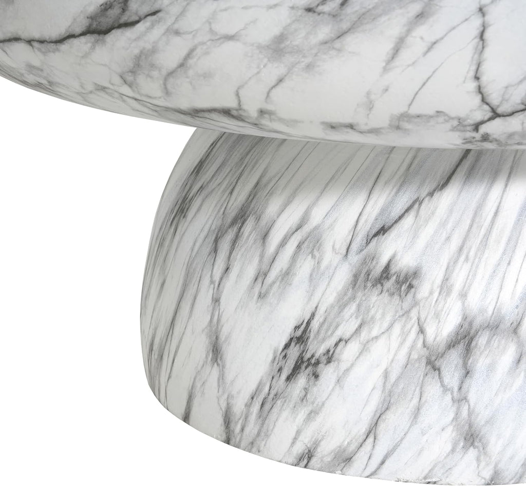 Merax Faux Marble Coffee Table, Indoor Outdoor MGO Top Side Table, Handcrafted Finish Modern Accent Table for Living Room, Patio, Garden, No Assembly Required