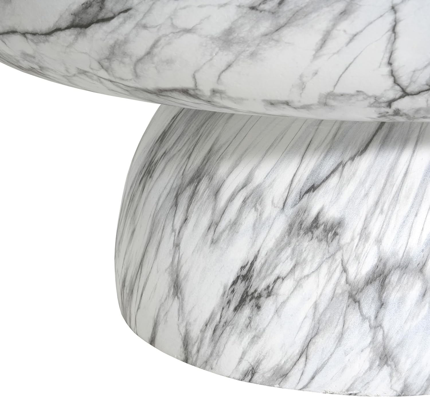 Christopher Knight Home Patsy Modern Lightweight Concrete Coffee Table, Indoor and Outdoor Round Top Accent Table, MGO Sofa End Table with Pedestal Base, No Assembly Needed, White Marble Finish