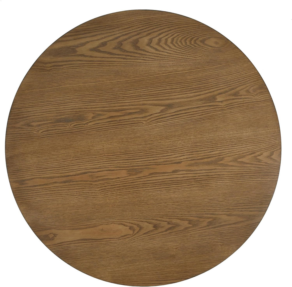 Christopher Knight Home Kiaya Round Coffee Table with PE Woven Design, Wood Coffee Tables for Living Room, Stylish Indoor Round Table, Easy Assembly, Versatile Living Room Furniture, Natural Brown
