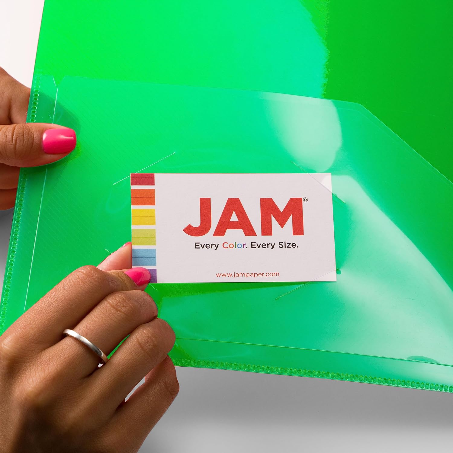 JAM PAPER Plastic 0.75 inch Binders - Green 3 Ring Binder - Bulk 36/Pack