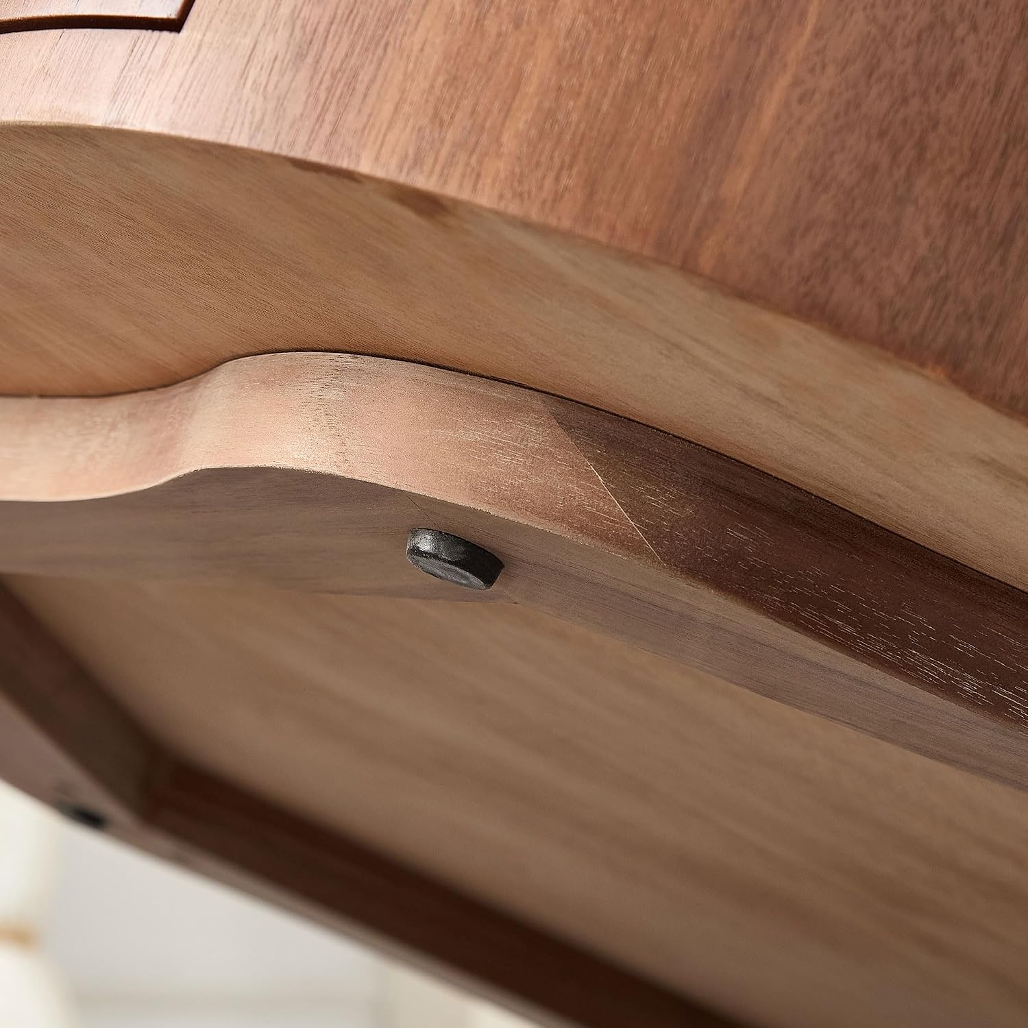 35.43'' Round Coffee Table with Drawer Storage Space for Living Room, Modern Drum Handcraft Wood Petal-Shaped Coffee Table, No Assembly, Walnut