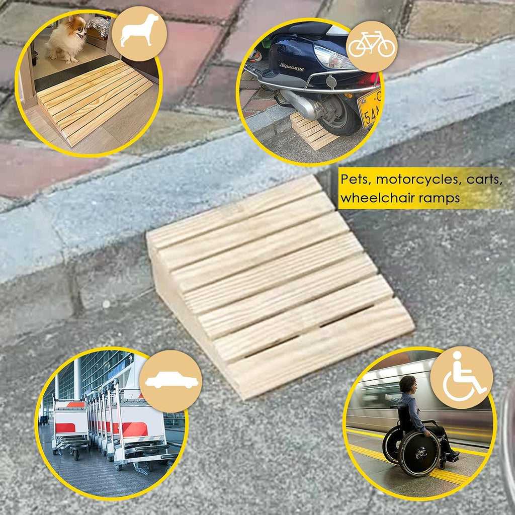 Wood Threshold Ramps for Doorways, Portable Wheelchair Ramp for Steps 3/4/ 6/7/ 8 Inch Rise, Lightweight Wooden Entry Ramp/Slope for Outdoor Stair Step (Size : 40x30x8cm (15.7x12x3in))