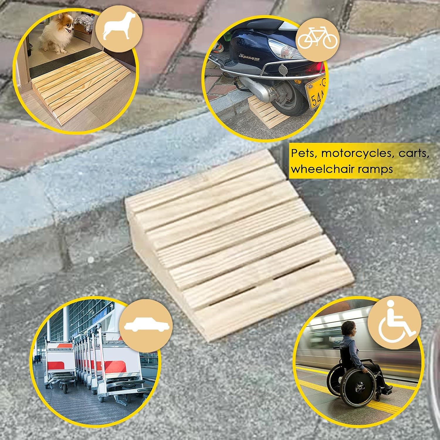 Stairs Ramps for Wheelchairs for Home, Wooden Doorway Threshold Ramp 3/4/ 6/7/ 8 Inch Rise, Indoor Outdoor Garden Door Ramp/Slope, Anti Skid (Size : 80x33x10cm (31.5x13x4in))