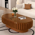 Round Drum Coffee Table White Fluted Coffee Table Circle Center Table Pedestal End Table for Apartment (43.3in)