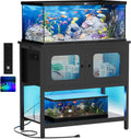 iSunirm 40-50 Gallon Fish Tank Stand, Aquarium Stand with Cabinet Accessories Storage, Heavy Duty Metal Frame, Reptile Terrarium Stand, 37.5' L*18.89' W Tabletop, 880LBS Capacity, Black