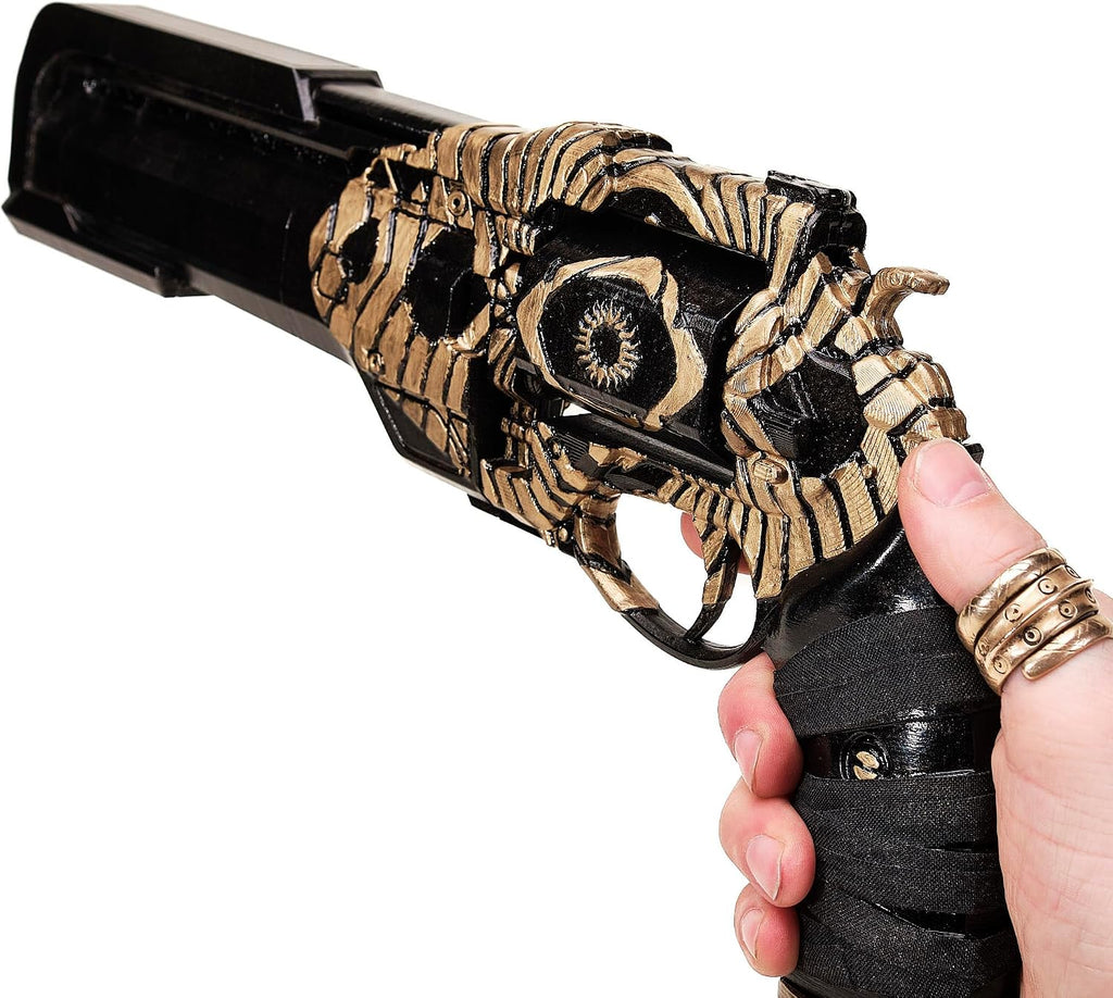 Ace of Spades – All In Ornament (Golden Edition) – Handmade D2 Prop Replica – Static Trigger, Collector Display Hand Cannon (Ace of Spades + Cayde-6 Hand Stand)