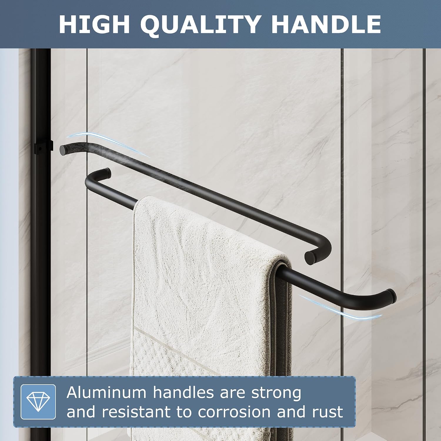 SUNNY SHOWER Double Sliding Glass Door 54' W x 72' H Shower Door 1/4' Tempered Glass Sliding Door Semi-Frameless Shower Glass Enclosure Bypass Walk in Shower Cabin, Matte Black