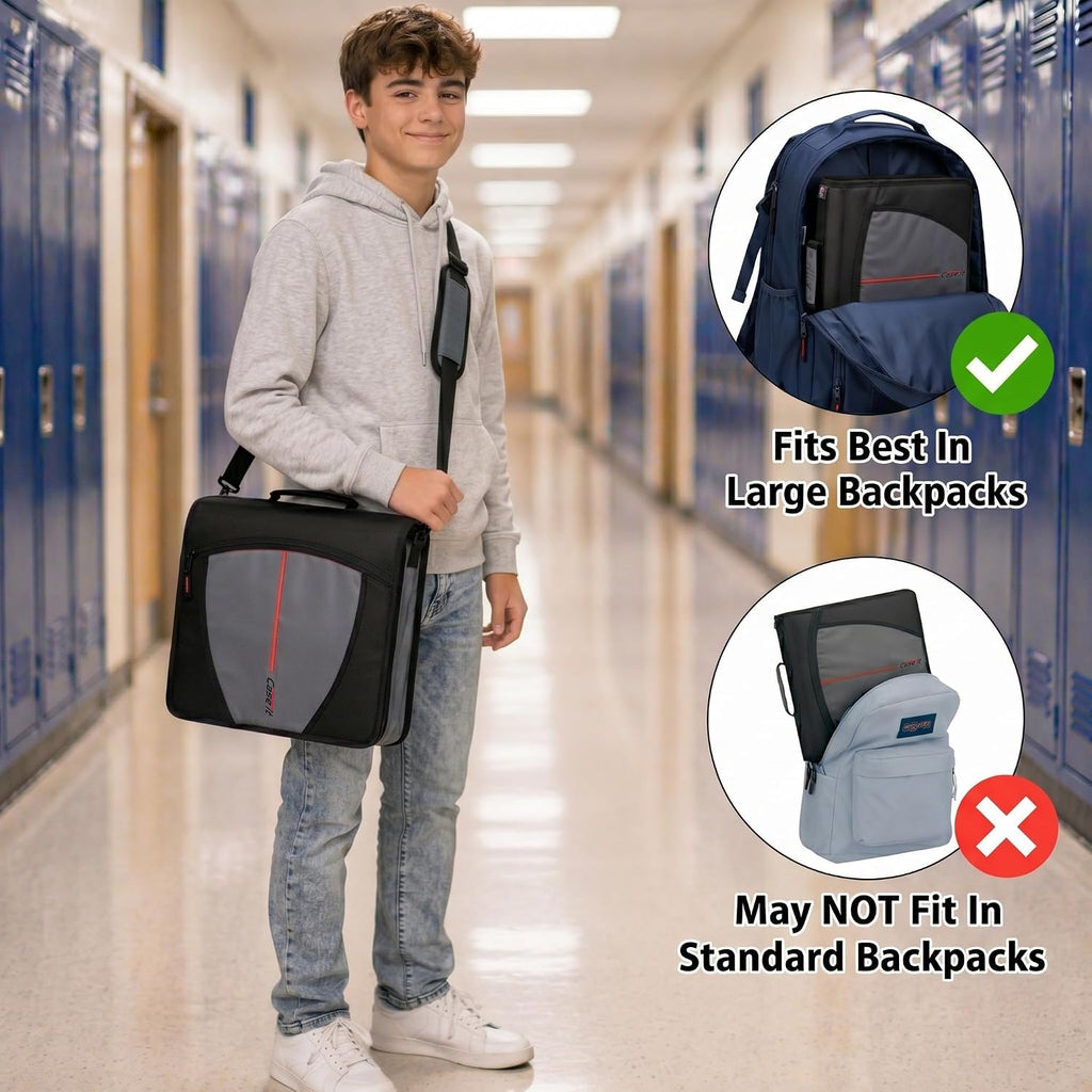 Case-it Mighty Zip Tab School Zipper Binder | 3-Inch O-Rings, 600-Sheet Capacity, 5-Subject Expanding File Folder, Multiple Pockets & Storage Organizer, Shoulder Strap | D-146 Spearmint | 6 Pack