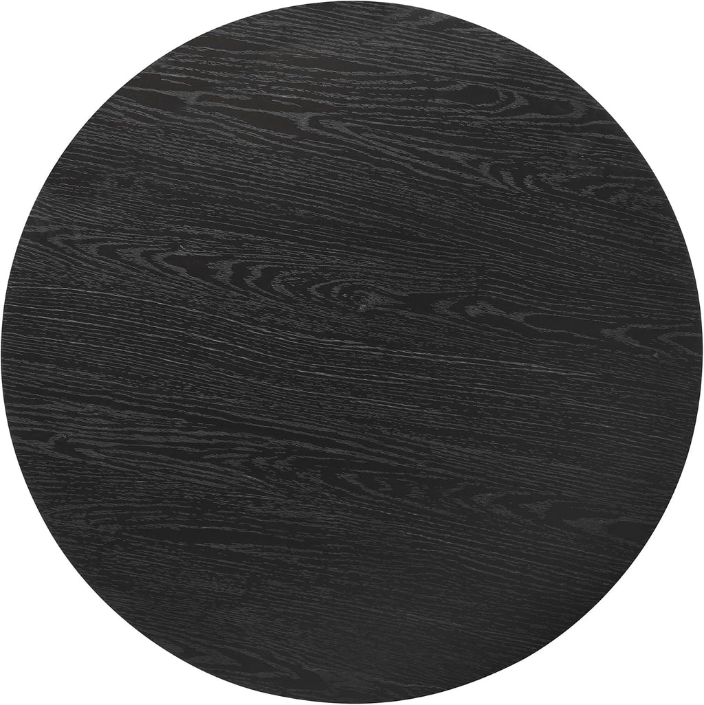 35.8' Black Round Coffee Table, Furniture Table,Modern Accent Table with Reverse Arch,Multi-Purpose Side Table, Veneer Finish End Table for Living Room,Bedroom,Office,and Small Spaces (Black,35.8')