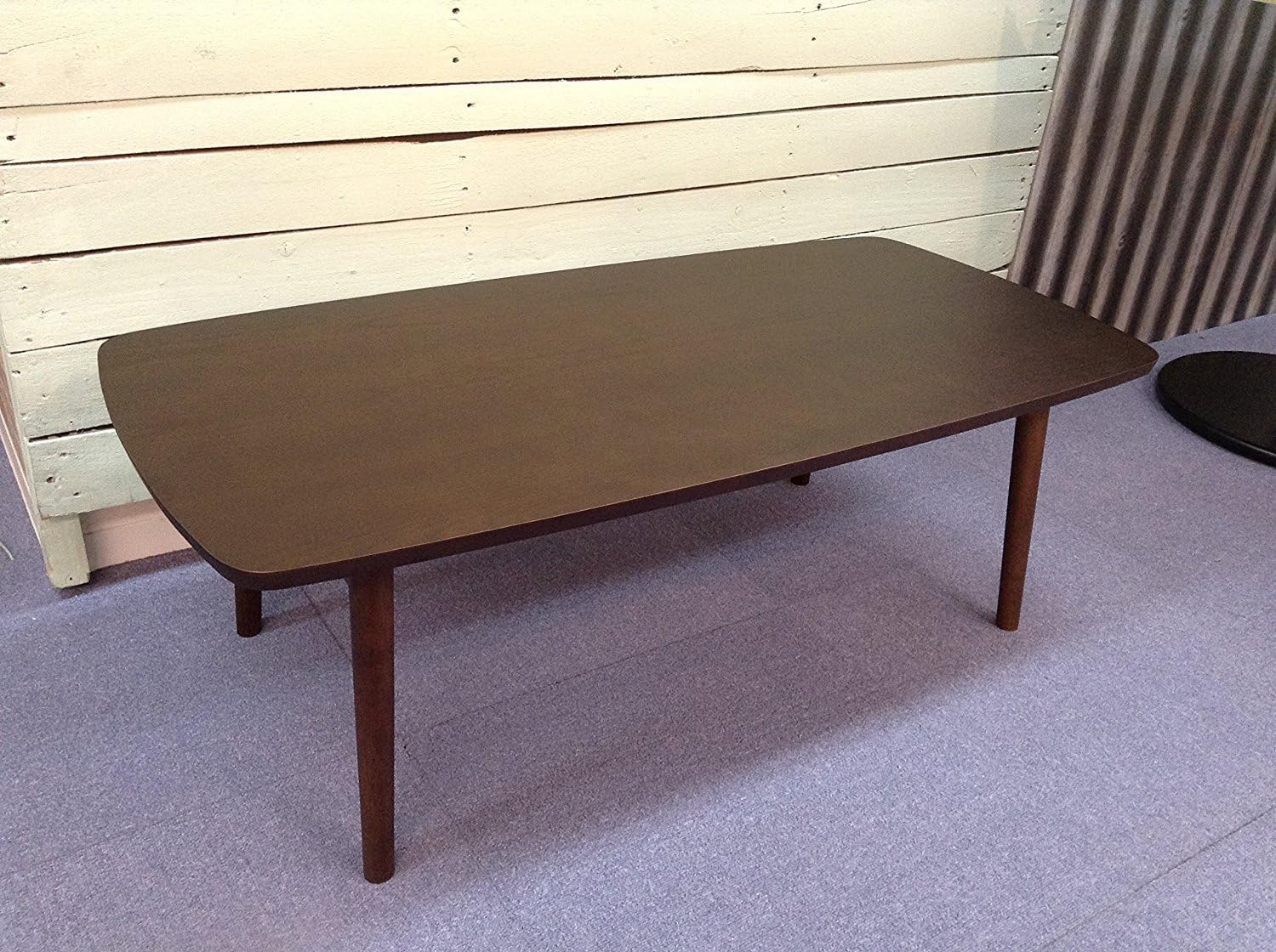 AZUMAYA Folding Legs Table W41.3 x D20.5 x H14.0 Inches Natural Ash and Rubber Wood Material Home and Living Coffee Table Dark Brown Color SGS-229DBR