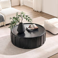 35.43'' Round Center Coffee Table for Living Room Fiberglass Table,Modern Design Coffee Table for Office,Apartment,No Need Assembly,Matte Black