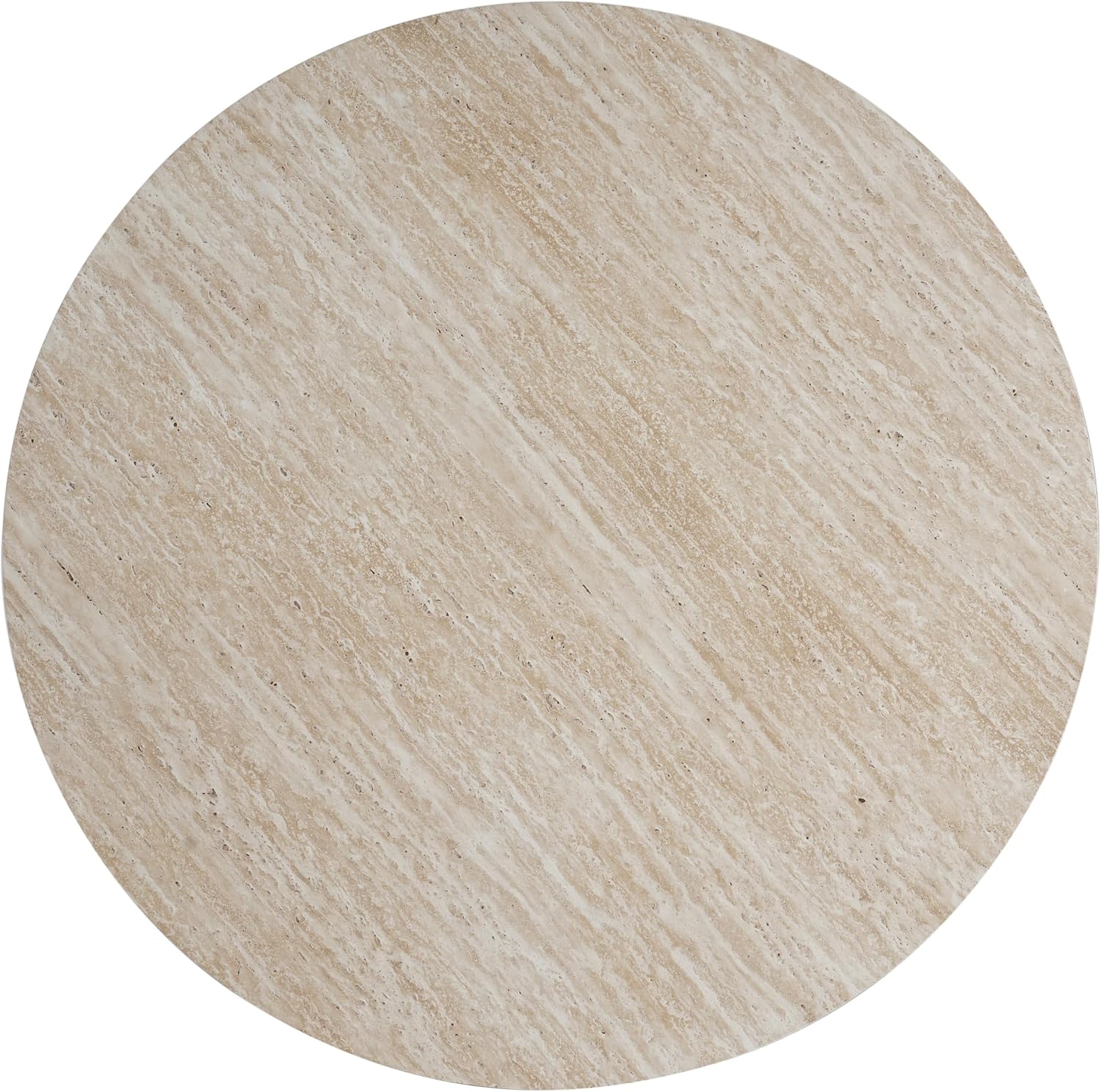 Christopher Knight Home Yone 31.5'' Modern Round Coffee Table for Living Room Furniture/Apartment, Side Table with Marble Pattern Top, Wooden End Table with Cross Metal Base, Brown + Beige
