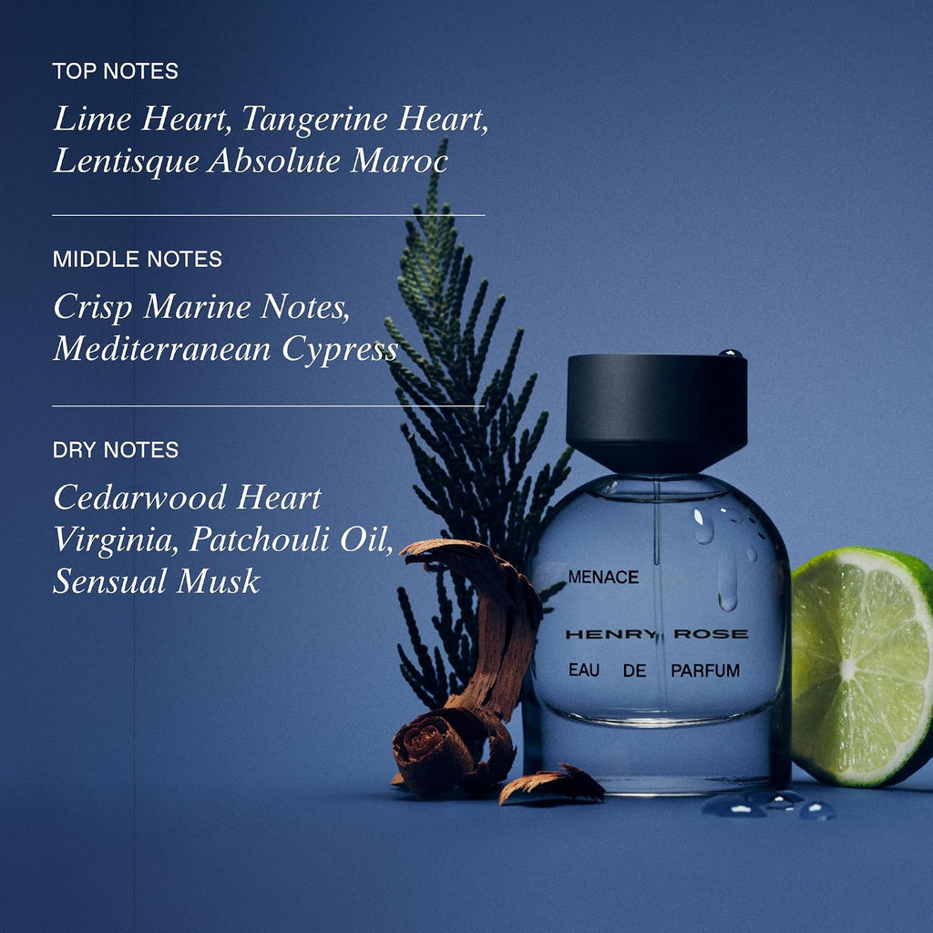 Henry Rose Perfumes for Women & Men - Gender-Inclusive, Refreshing Fragrance with Lime Heart & Marine Water - EWG Verified, Cruelty-Free, Sustainable Packaging - Menace (1.7 fl oz)