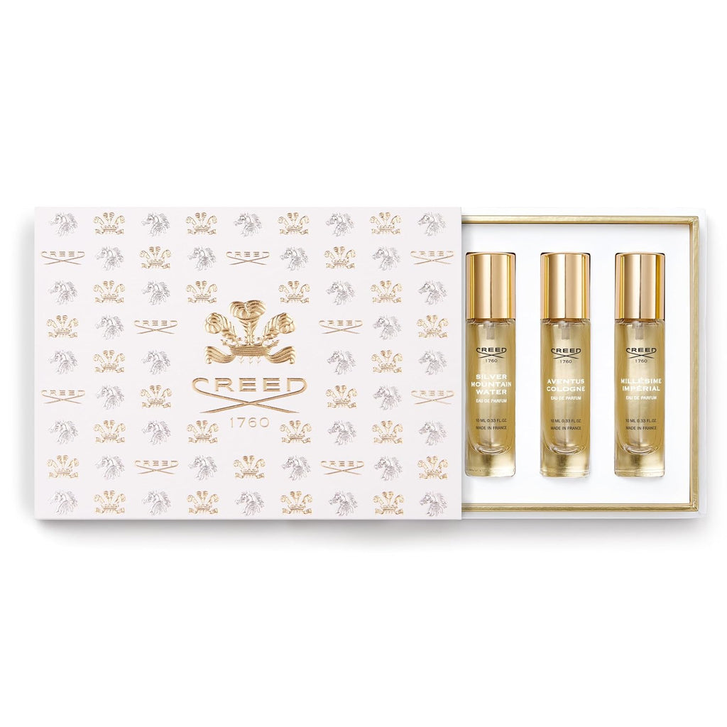 House of Creed Men's Holiday Gift Coffret Set, Features 5 Signature Perfume Scents of Aventus, Aventus Cologne, Green Irish Tweed, Millésime Impérial, and Silver Mountain Water, 5 x 10ml