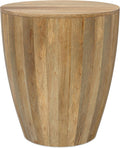 SIMPLIHOME Elmbrook End Table - 21 inch Wide Solid Mango Wood Round Drum Table with Vertical Panel Detailing in Natural, Modern Nightstand or Plant Stand for Living Room or Bedroom, Assembled