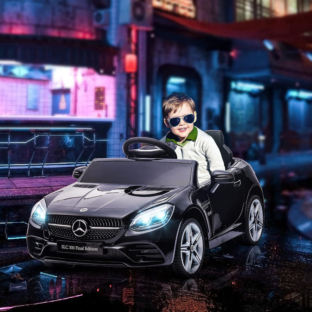 Aosom Mercedes SLC 300 Licensed 12V Ride On Car for Kids with Remote Control, 2 Speeds, Battery Powered Kids Electric Car with Music, Lights, Suspension for 3-6 Years Old, Black